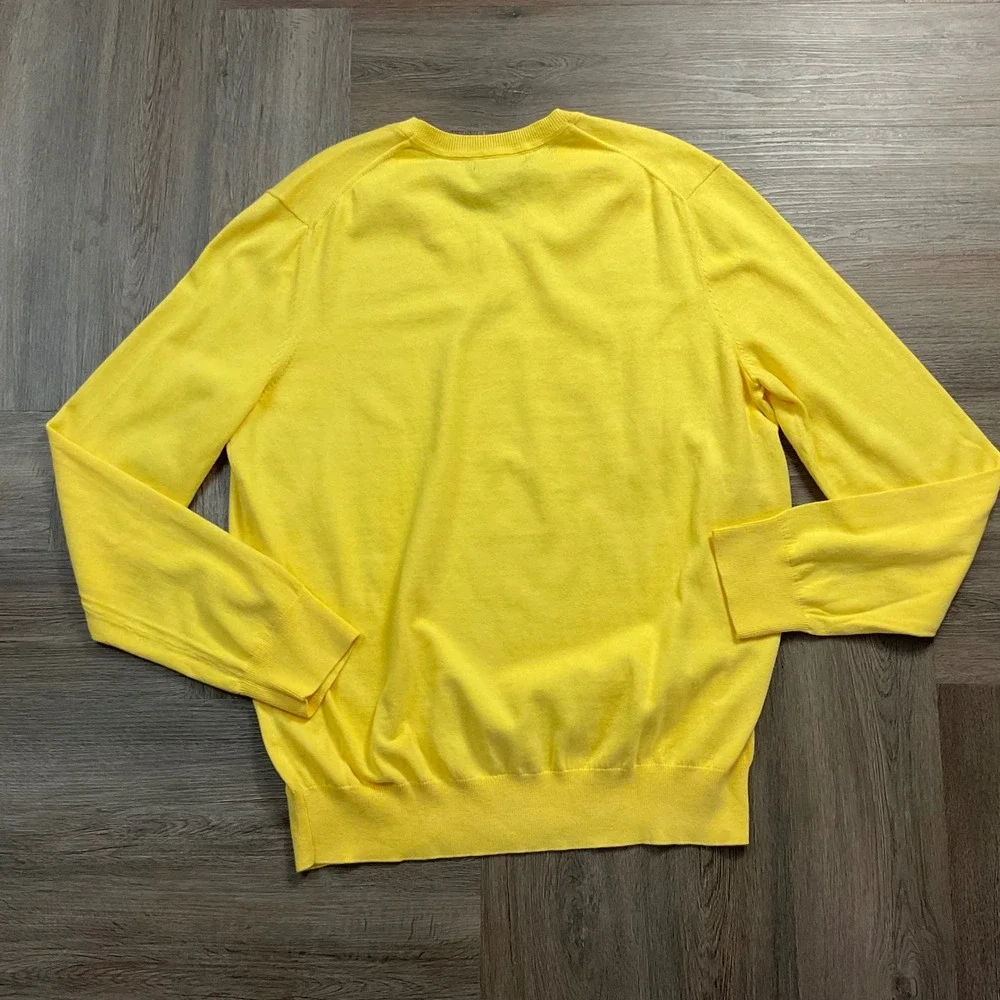 Banana Republic Cotton Cashmere Blend V-Neck Fine Knit Sweater Mens XL Yellow